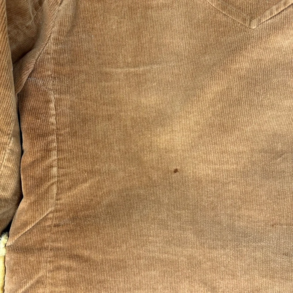 Vtg 70s Large Corduroy Ranch Jacket Brown Faux Shearling Lined Western Yoke Coat